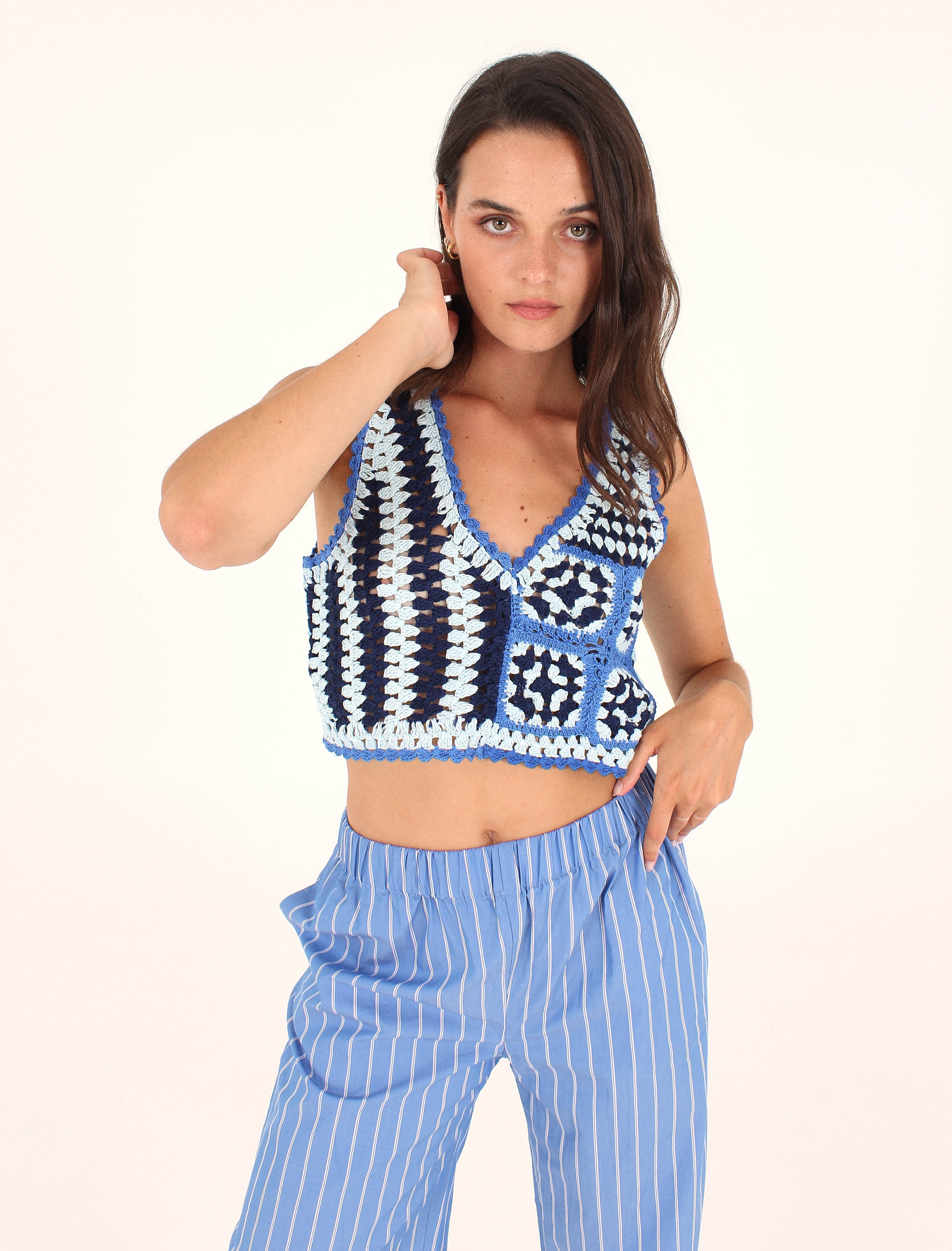 ISLA crochet top blue – STUDIO FANTASTIQUE - sustainable clothing